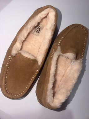 UGG Chestnut Suede Shearling Lined Moccasin Slippers